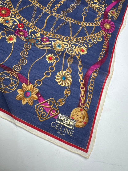 Vintage Celine Paris Baroque Scarf Navy
