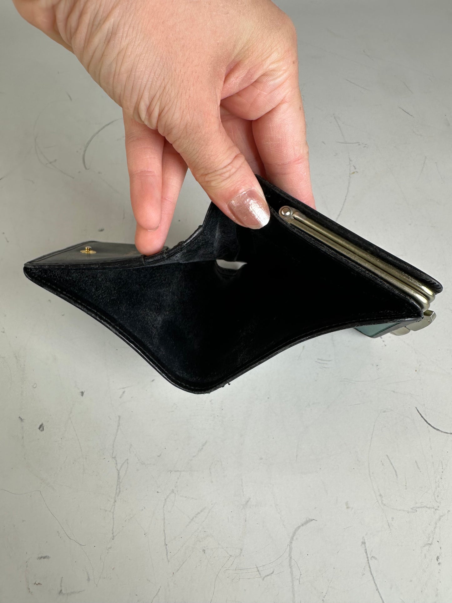 Vintage Yves Saint Laurent Leather Wallet Teal Silver