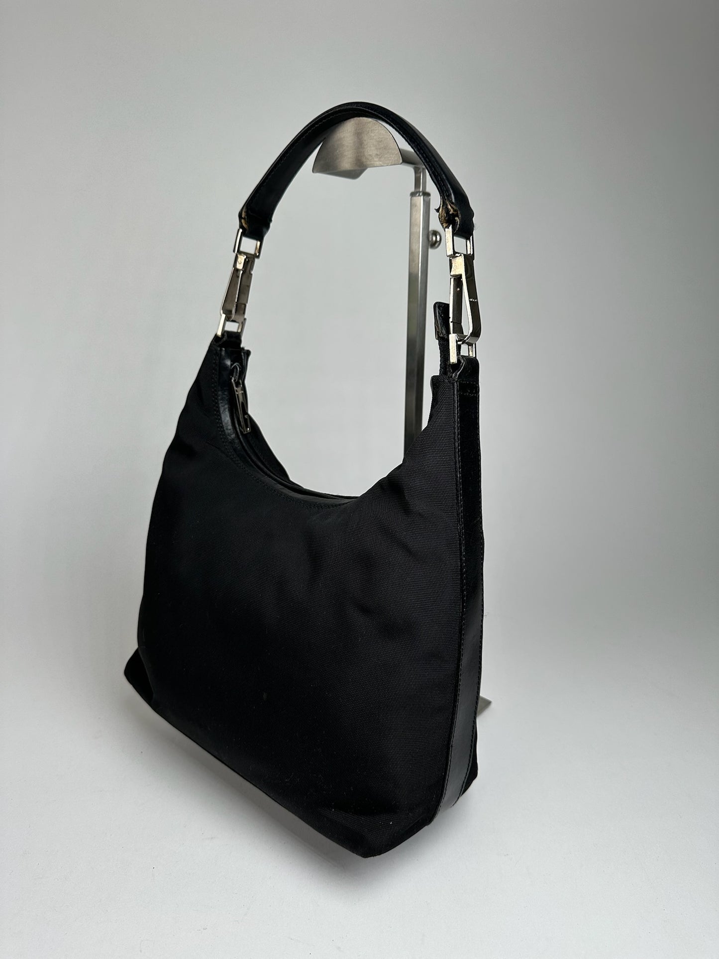 Vintage Gucci Canvas Leather Bag Black