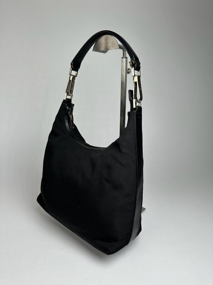 Vintage Gucci Canvas Leather Bag Black