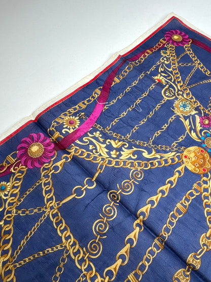 Vintage Celine Paris Baroque Scarf Navy