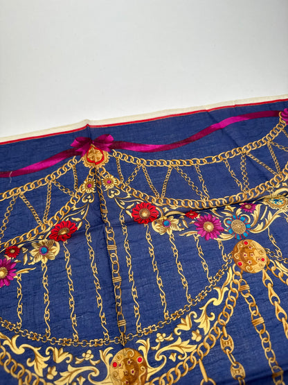 Vintage Celine Paris Baroque Scarf Navy