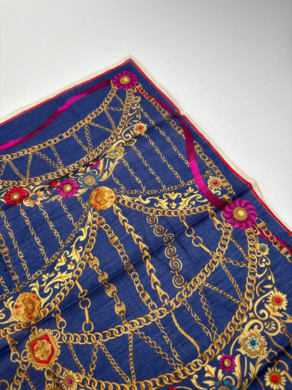 Vintage Celine Paris Baroque Scarf Navy