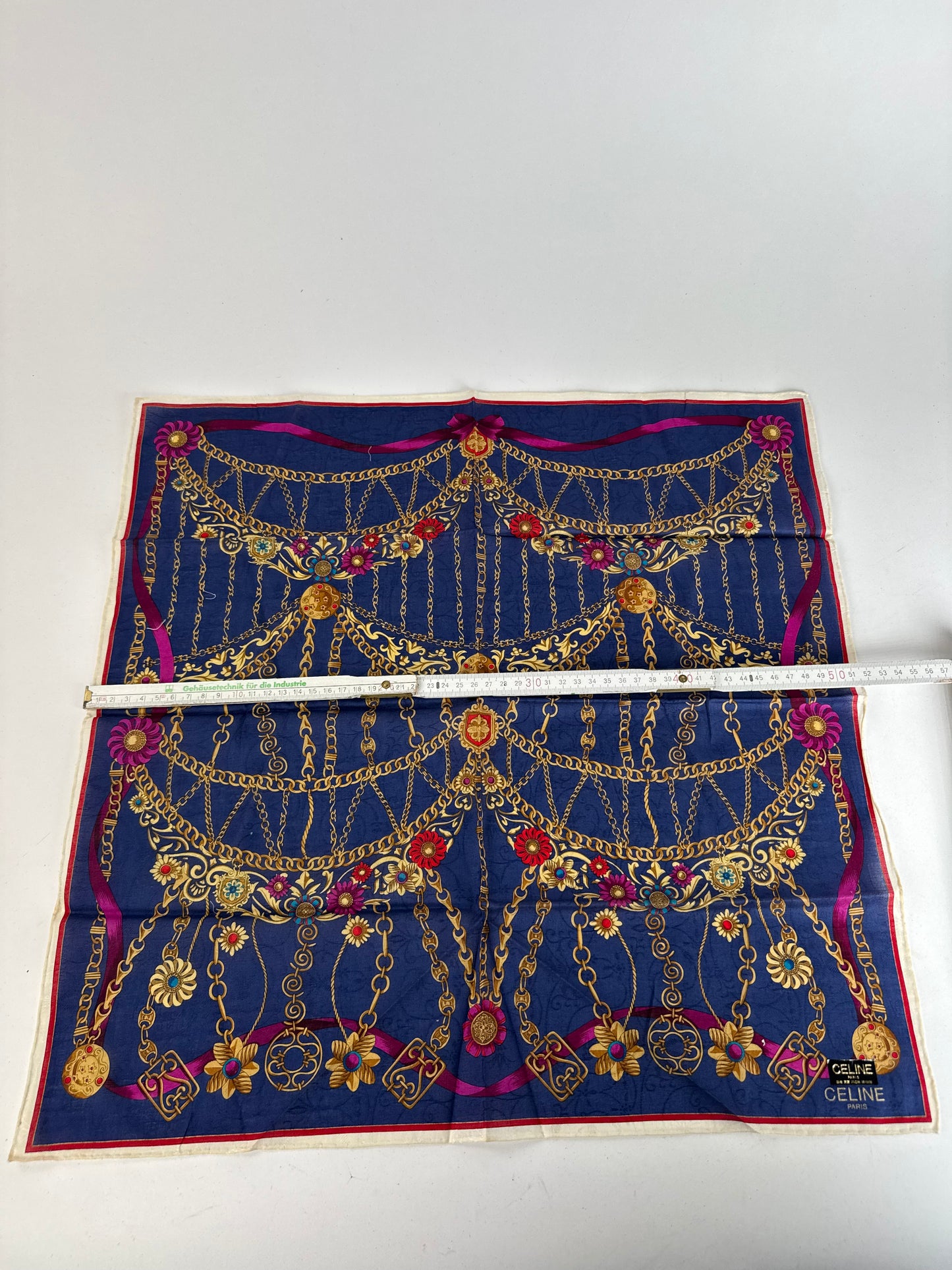 Vintage Celine Paris Baroque Scarf Navy