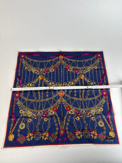 Vintage Celine Paris Baroque Scarf Navy