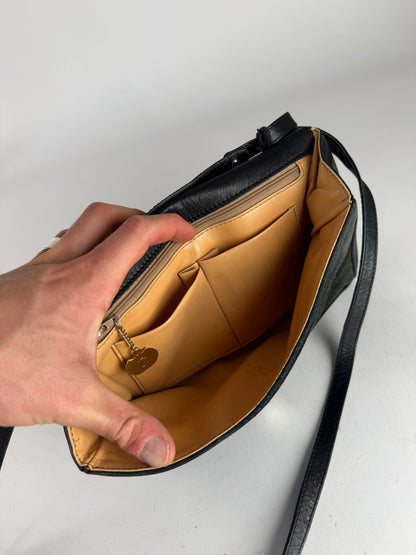 Vintage Celine Paris Triomphe Suede Leather Bag Marine Black