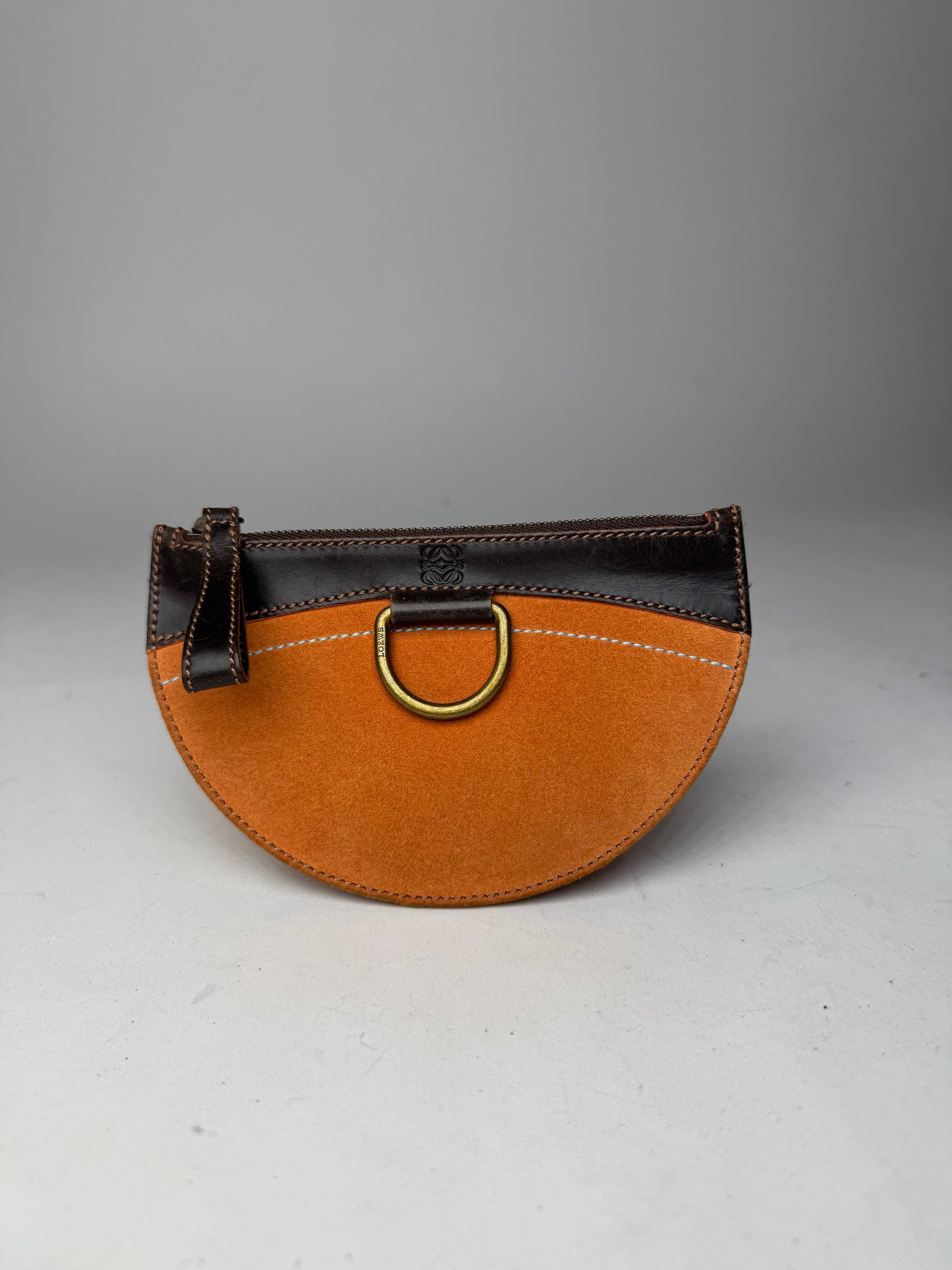 Vintage Loewe Madrid Leather / Suede Card Holder / Clutch Brown orange