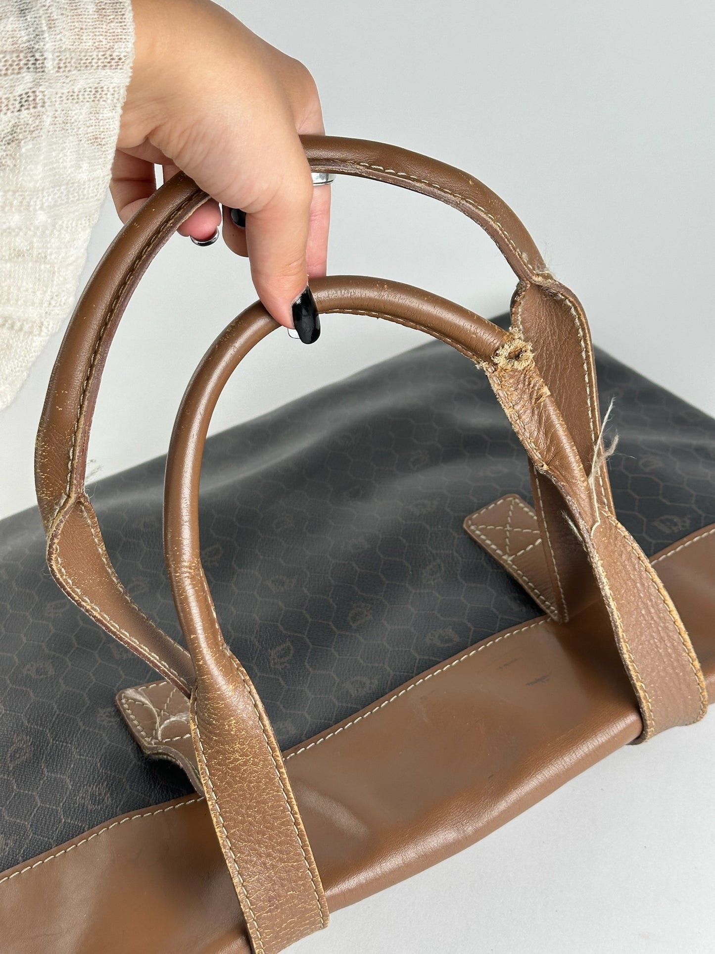 Sac de voyage vintage Dior Monogram Beige Marron