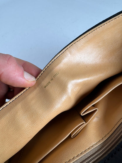 Vintage Celine Paris Triomphe Suede Leather Bag Marine Black