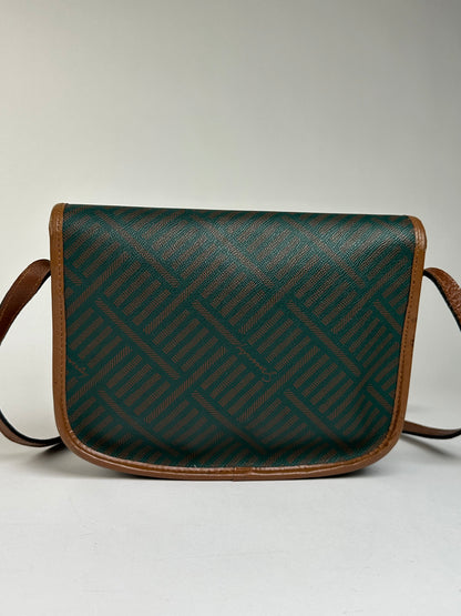 Vintage Givenchy 4G Monogram Flap Crossbody Bag Late 1970s Green Brown