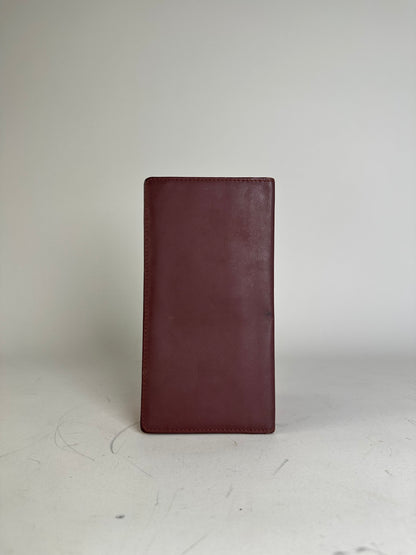 Vintage Cartier Leather Long Wallet Burgundy Gold