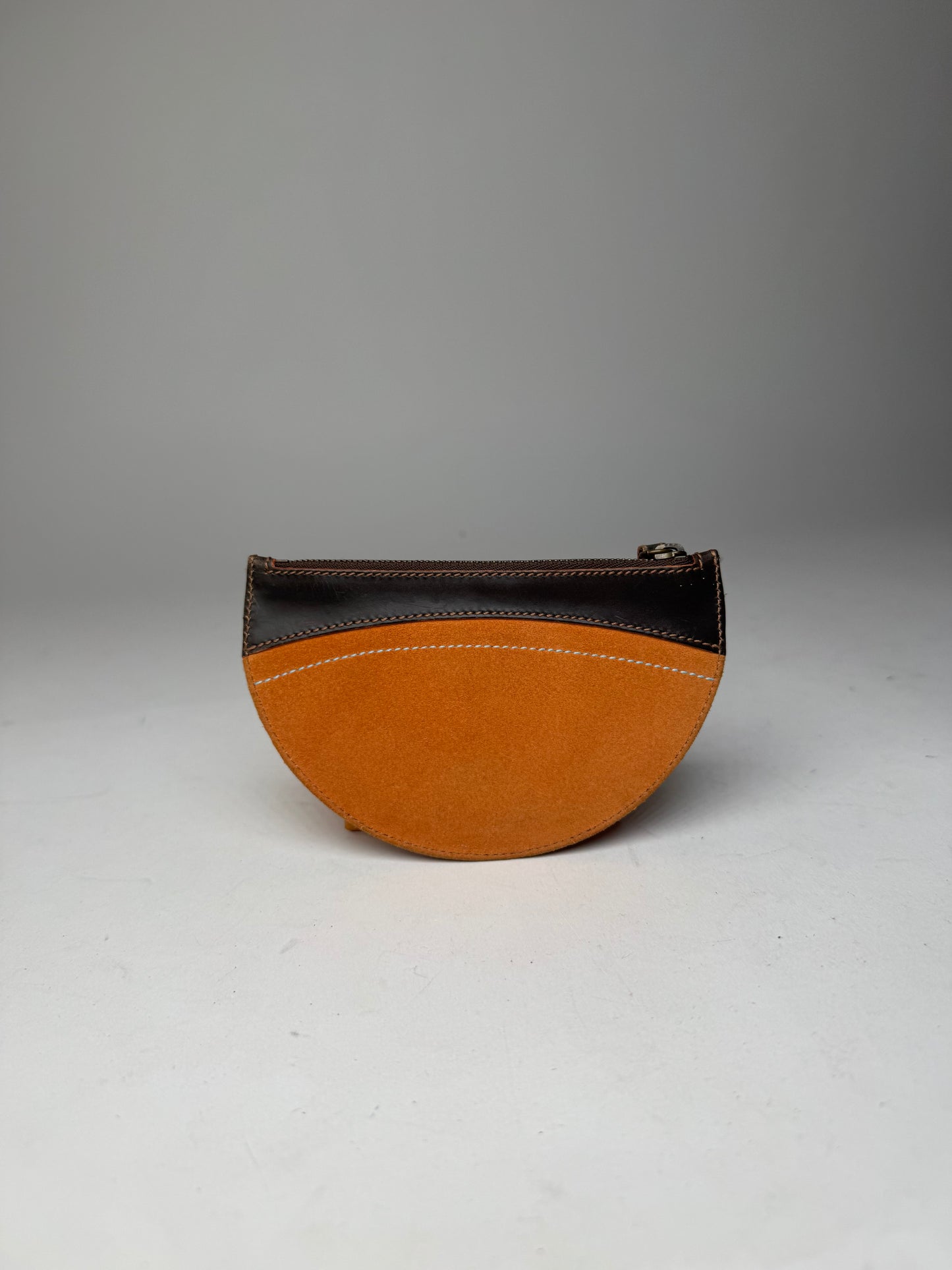 Vintage Loewe Madrid Leather / Suede Card Holder / Clutch Brown orange