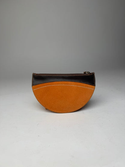 Vintage Loewe Madrid Leather / Suede Card Holder / Clutch Brown orange