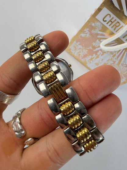Vintage Dior Two-Tone Bracelet Watch Late 1980s Gold Silver