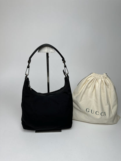 Vintage Gucci Canvas Leather Bag Black