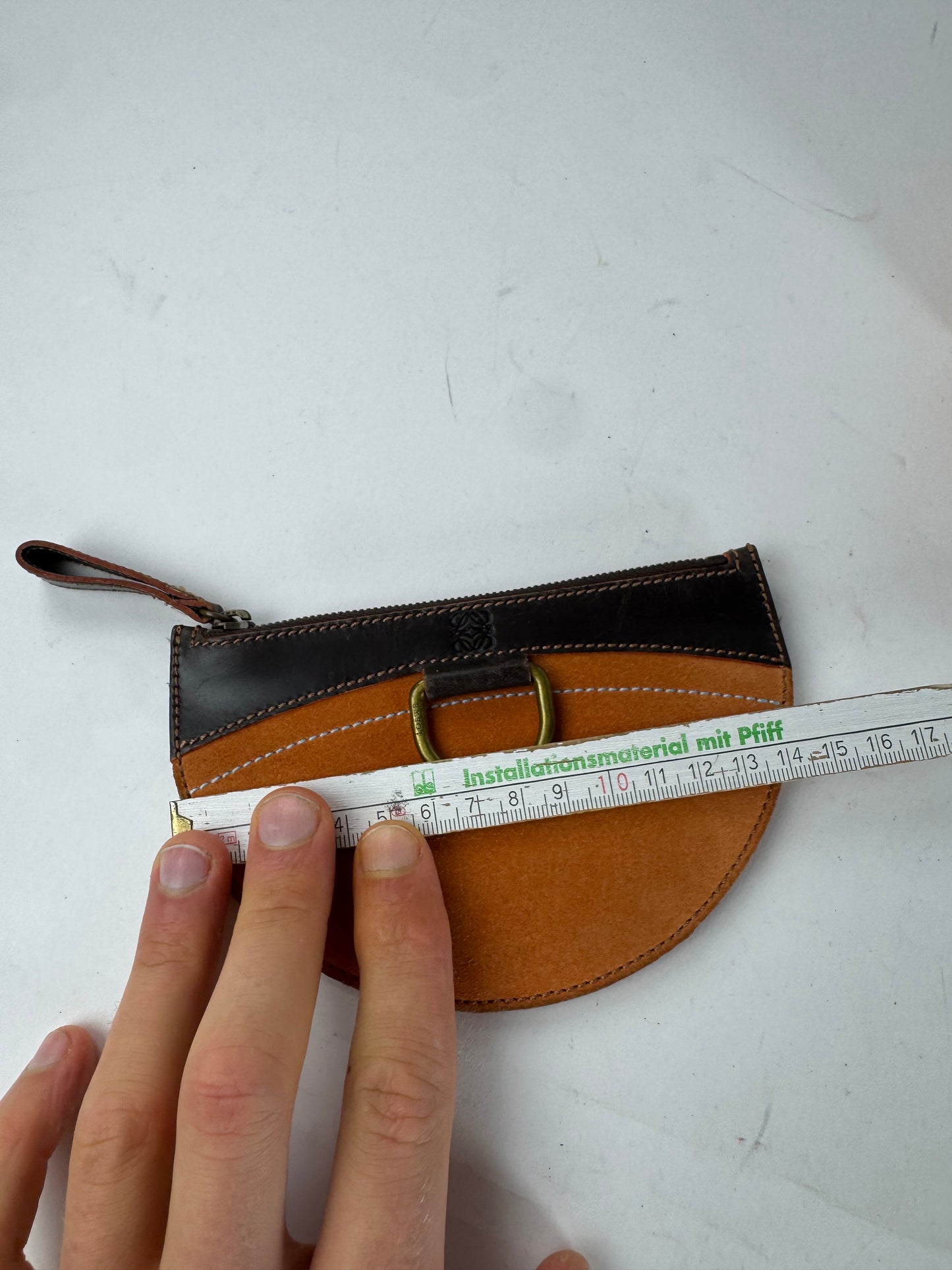 Vintage Loewe Madrid Leather / Suede Card Holder / Clutch Brown orange