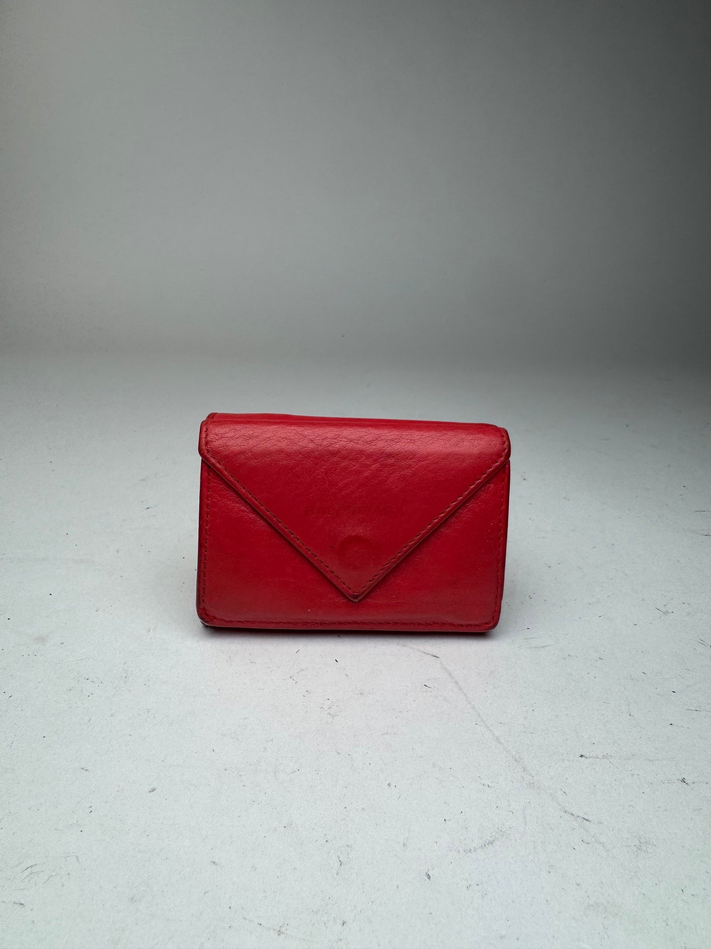 Vintage Balenciaga Leather Postal Card Holder red