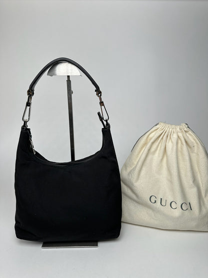 Vintage Gucci Canvas Leather Bag Black