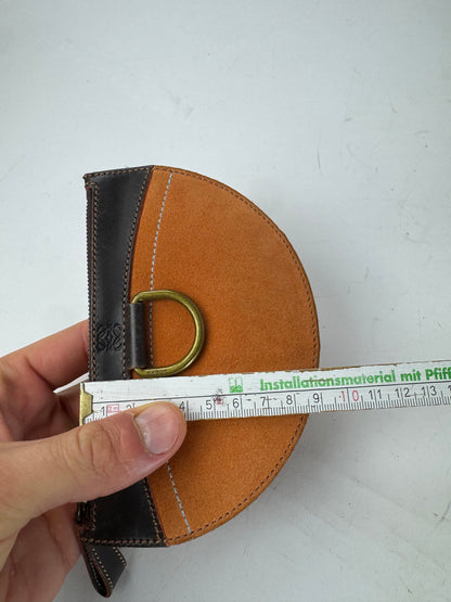 Vintage Loewe Madrid Leather / Suede Card Holder / Clutch Brown orange