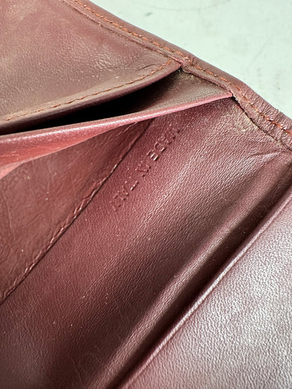 Vintage Cartier Leather Long Wallet Burgundy Gold