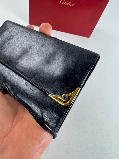 Vintage Cartier Leather Card  Holder Black