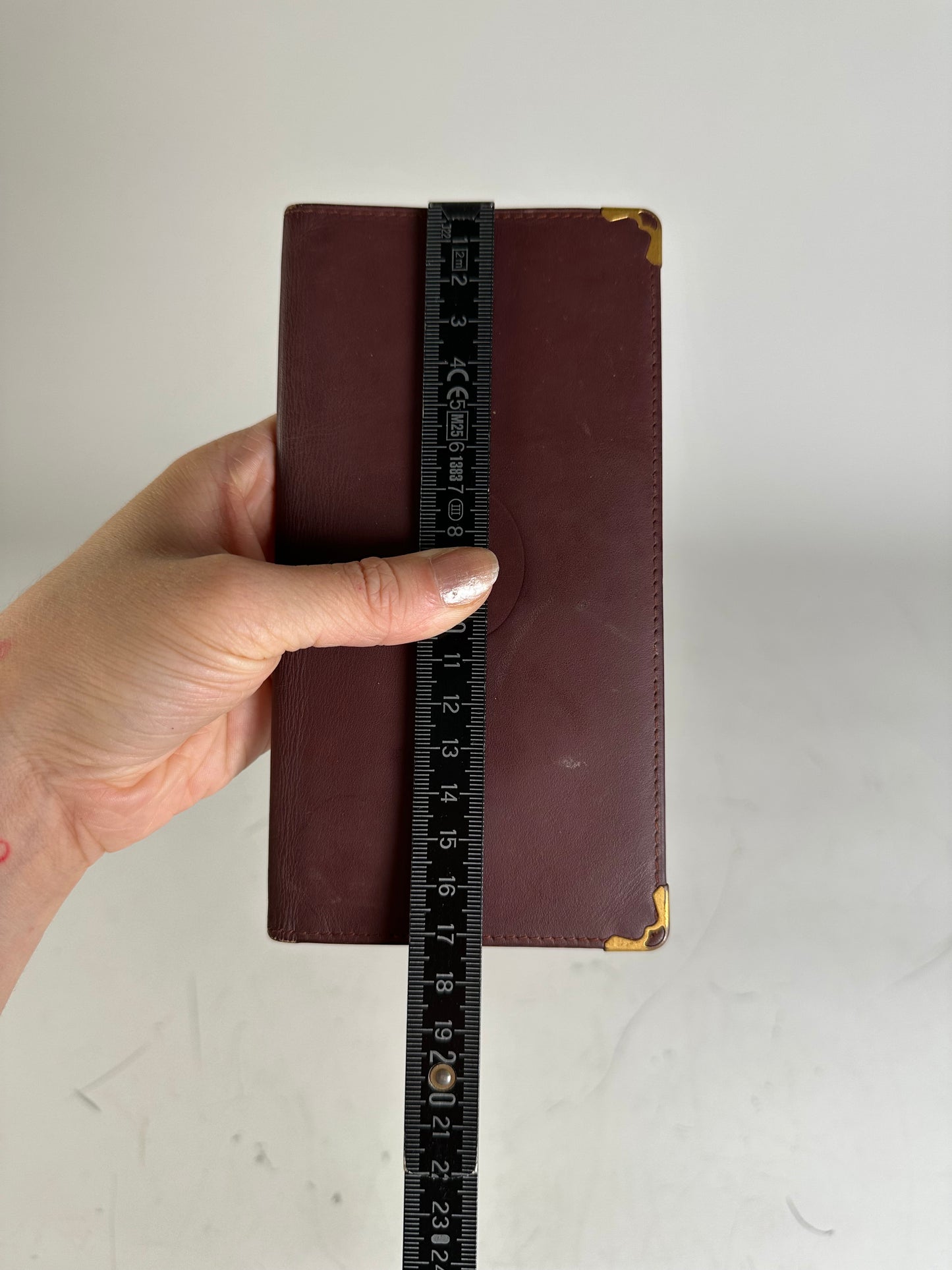 Vintage Cartier Leather Long Wallet Burgundy Gold