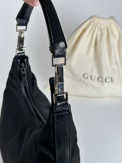 Vintage Gucci Canvas Leather Bag Black