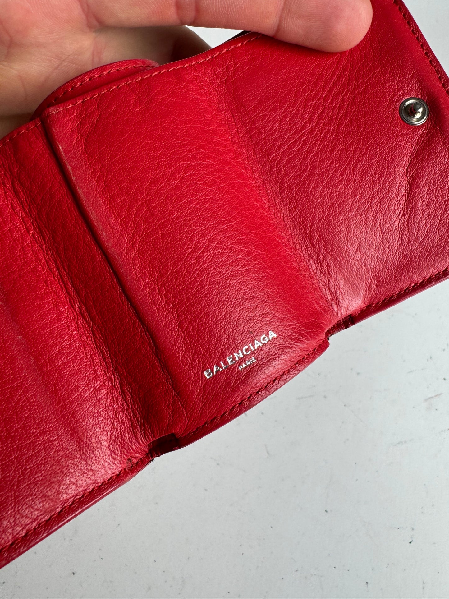 Vintage Balenciaga Leather Postal Card Holder red
