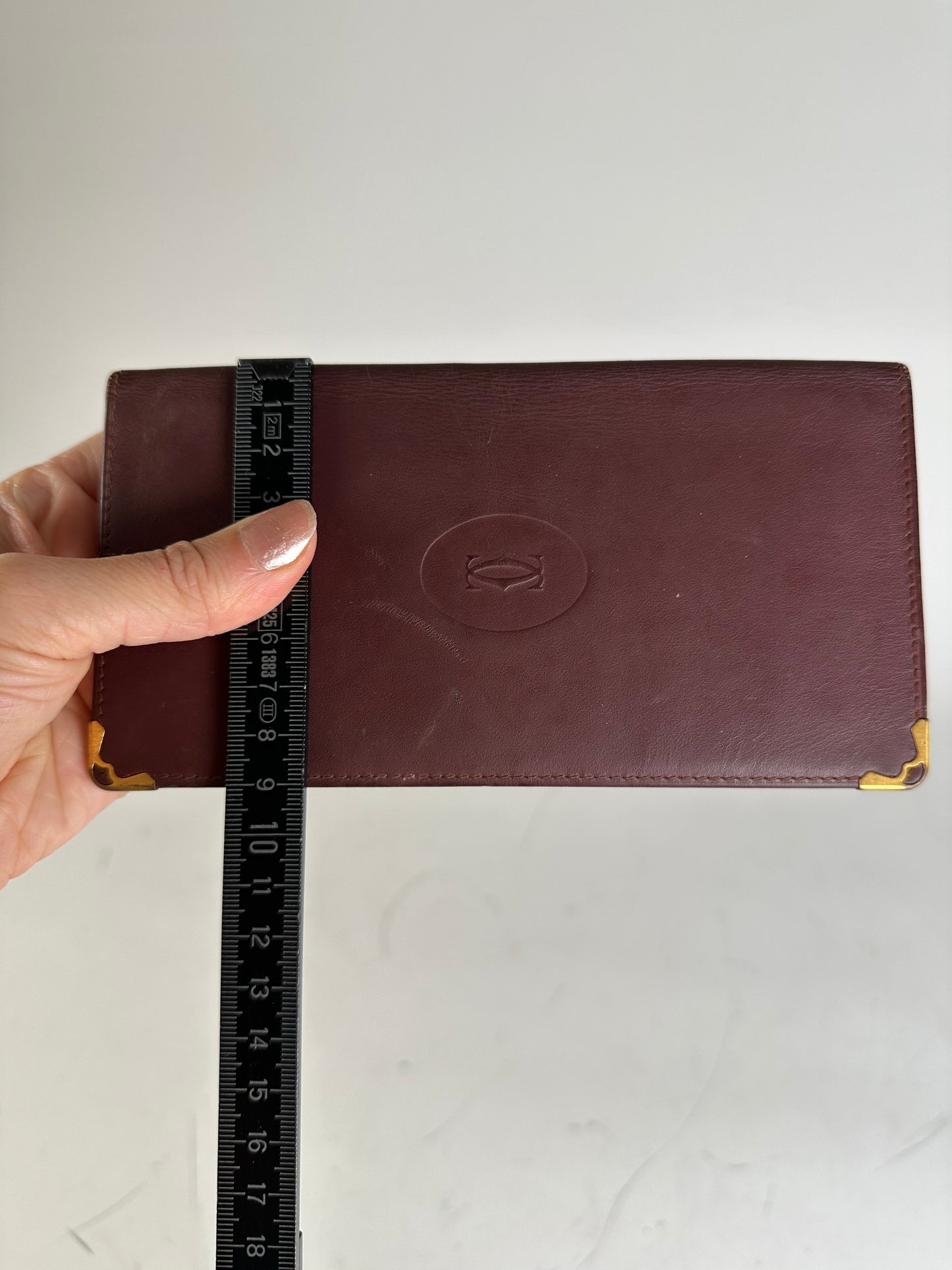 Vintage Cartier Leather Long Wallet Burgundy Gold
