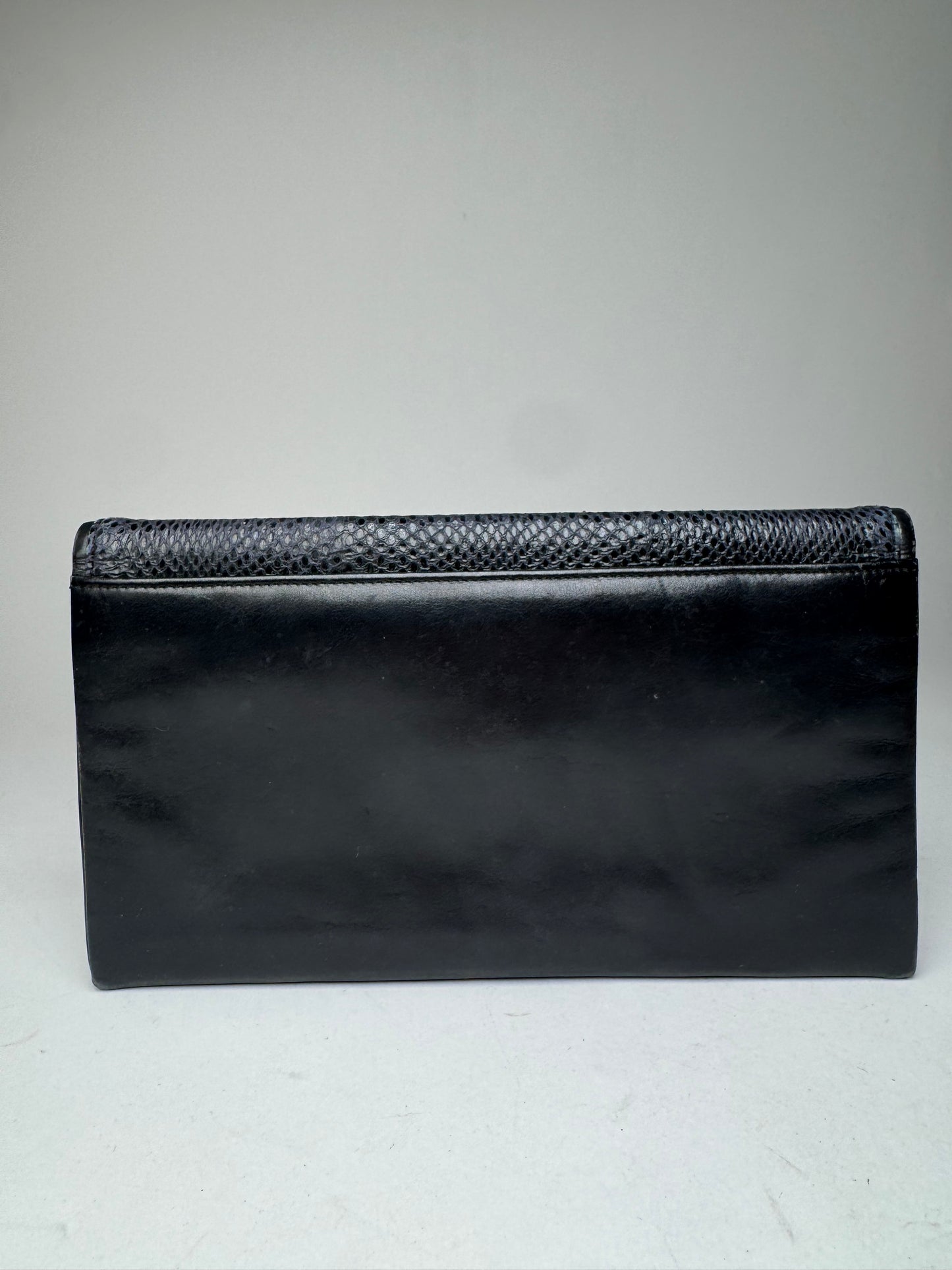 Vintage Givenchy Snake Emblossed Leather Clutch black