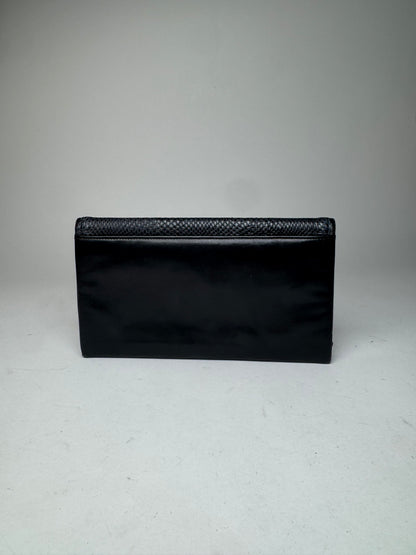 Vintage Givenchy Snake Emblossed Leather Clutch black
