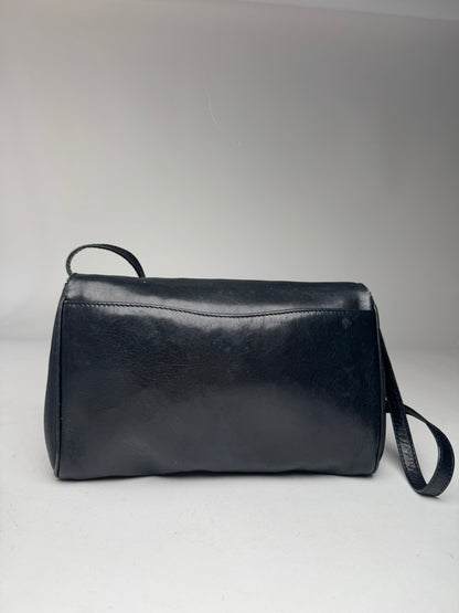 Vintage Celine Paris Triomphe Suede Leather Bag Marine Black