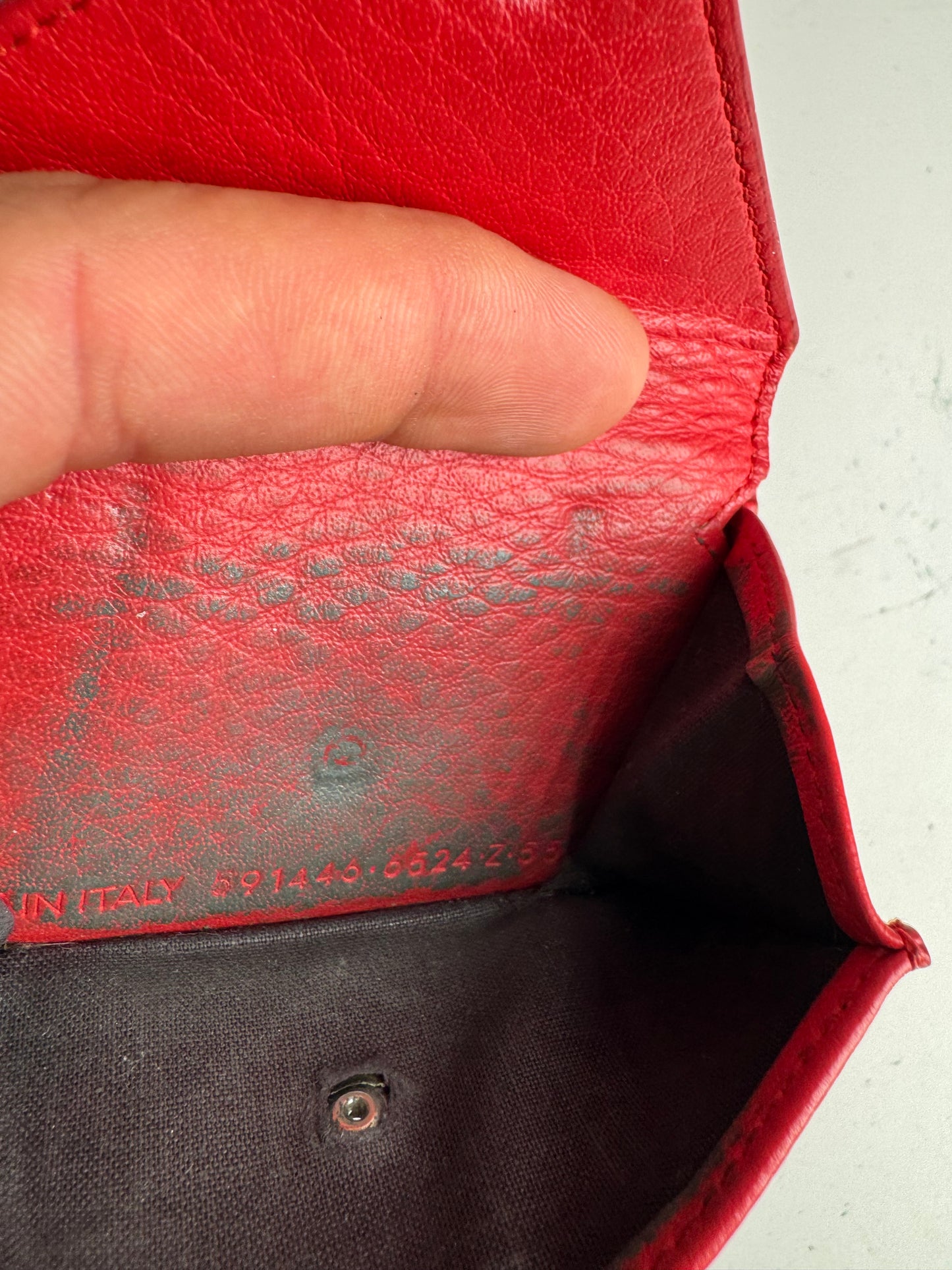 Vintage Balenciaga Leather Postal Card Holder red