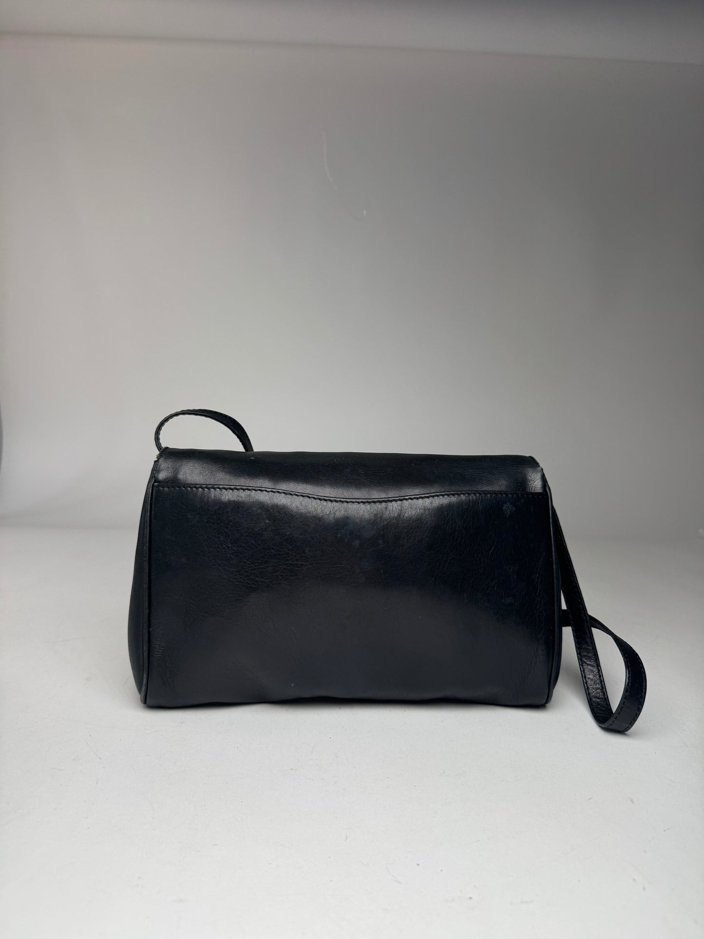 Vintage Celine Paris Triomphe Suede Leather Bag Marine Black