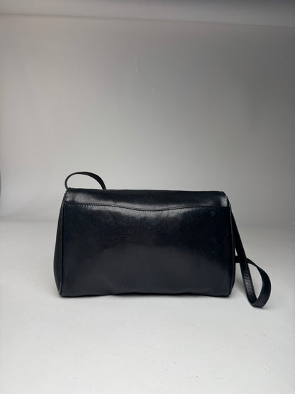 Vintage Celine Paris Triomphe Suede Leather Bag Marine Black