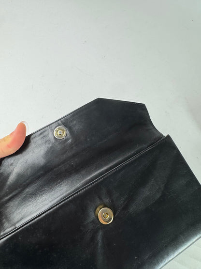 Vintage Givenchy Snake Emblossed Leather Clutch black