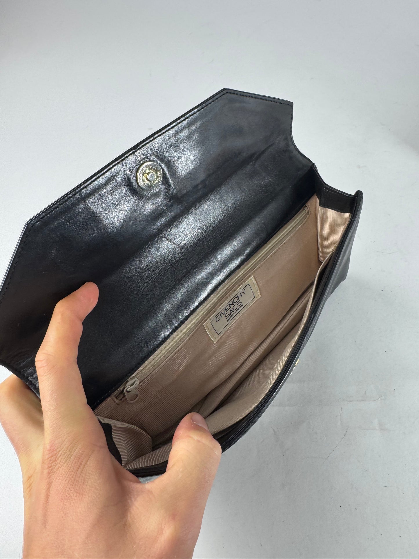 Vintage Givenchy Snake Emblossed Leather Clutch black