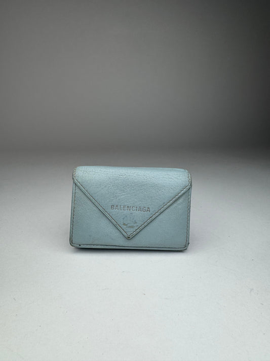 Vintage Balenciaga Leather Postal Card Holder Light Blue