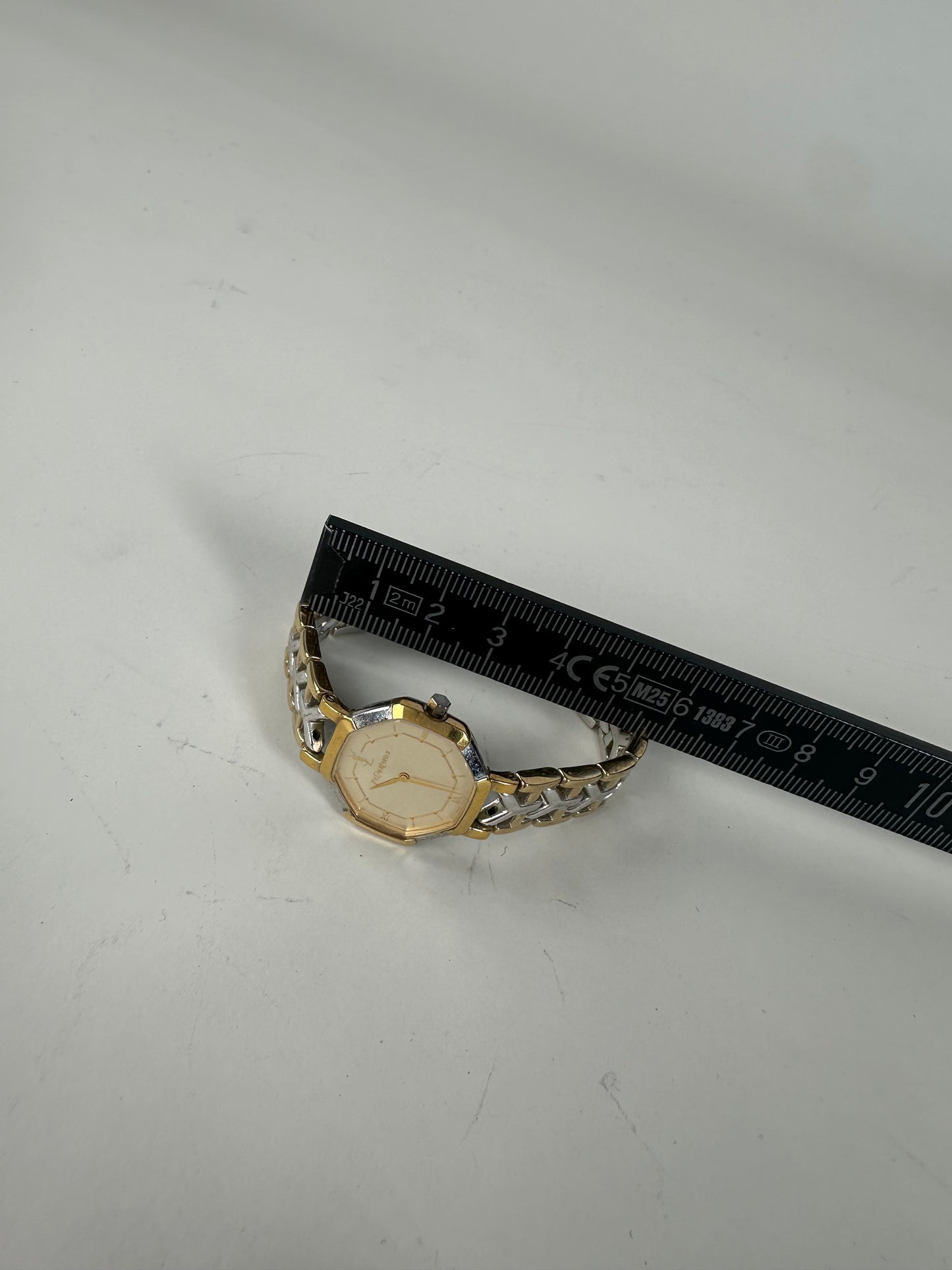 Vintage Saint Laurent Two-Tone Stainless Steel Watch Gold Silver