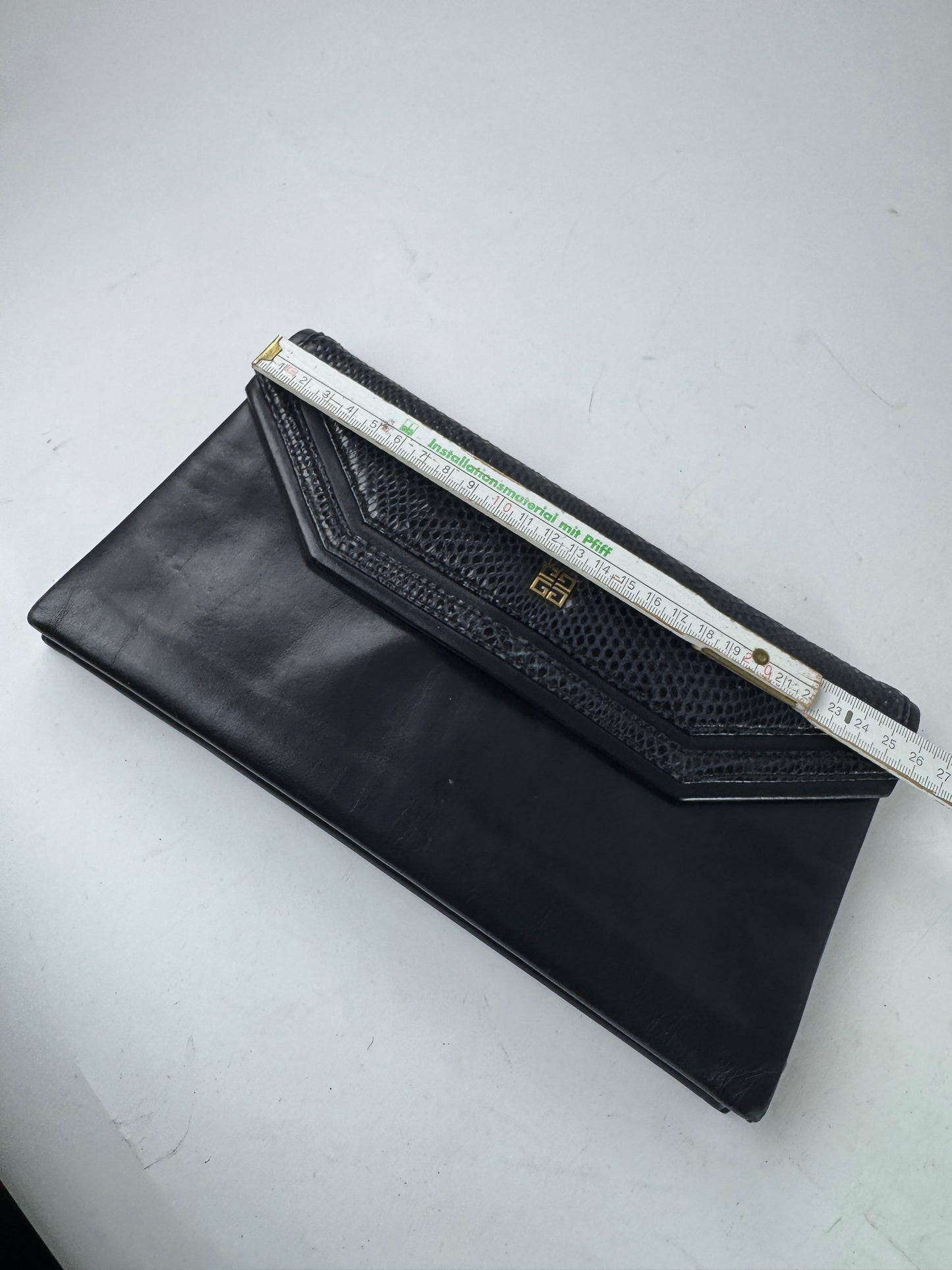 Vintage Givenchy Snake Emblossed Leather Clutch black