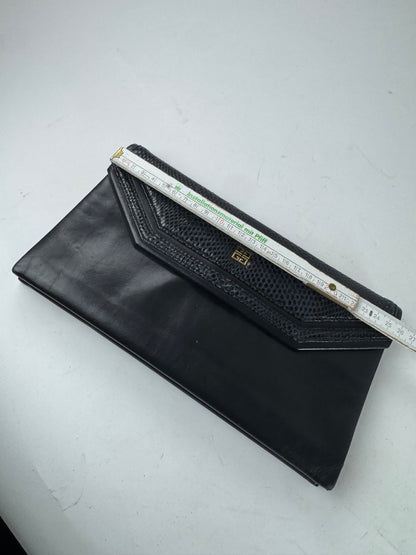 Vintage Givenchy Snake Emblossed Leather Clutch black
