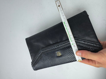 Vintage Givenchy Snake Emblossed Leather Clutch black
