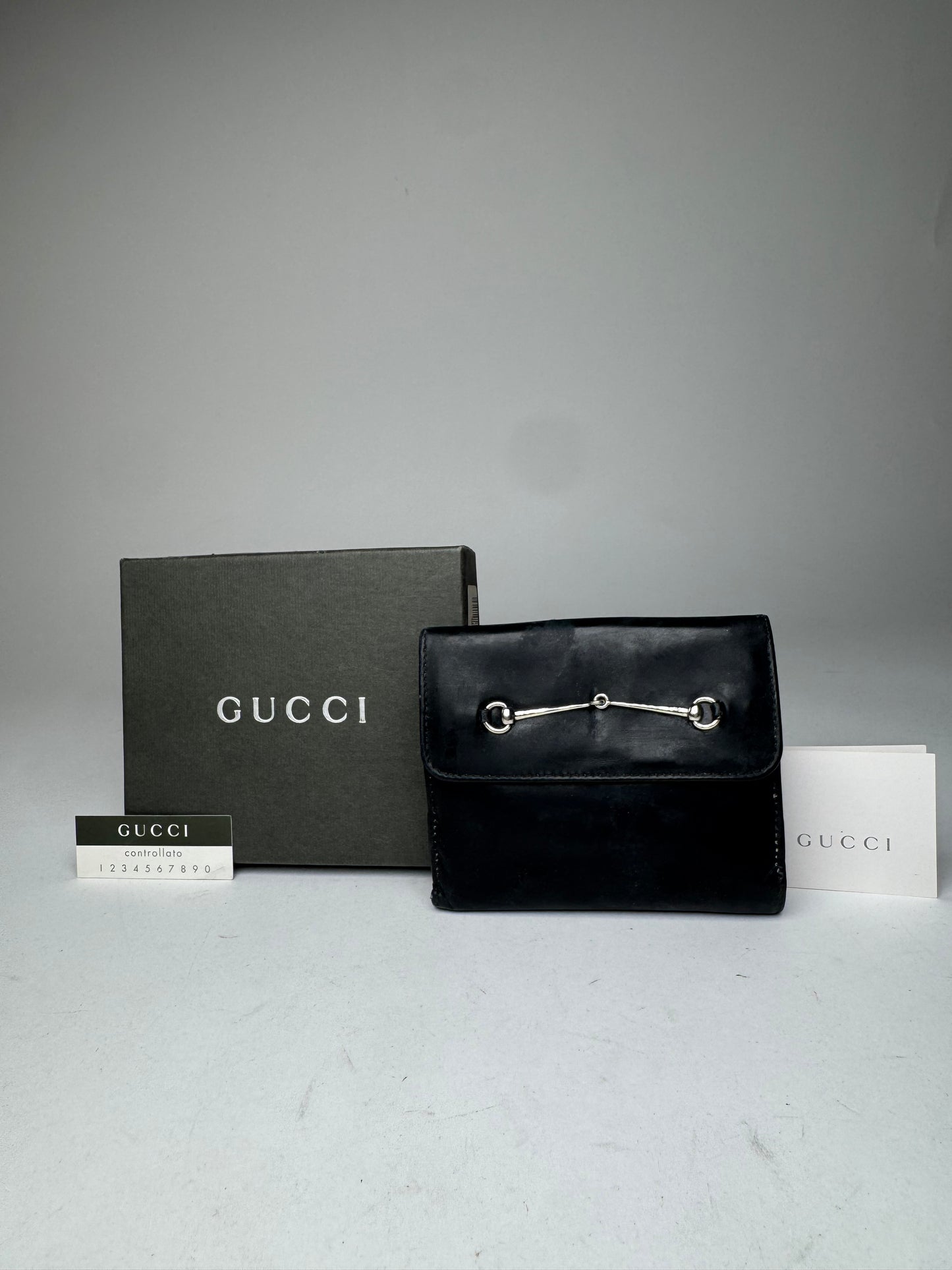 Vintage Gucci Patent Leather Horsebit Wallet Black