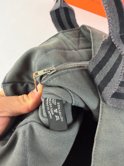 Vintage Hermes Hermès Garden Party Canvas Tote Dark Grey Black