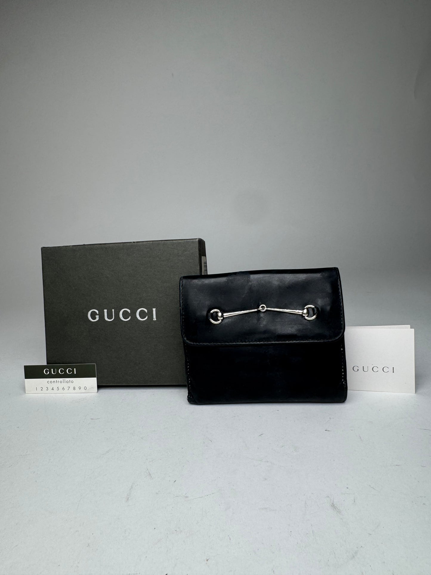 Vintage Gucci Patent Leather Horsebit Wallet Black
