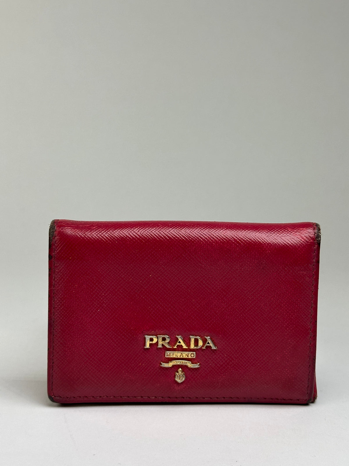 Vintage Prada Saffiano Leather Bifold Wallet Late 1990s Red