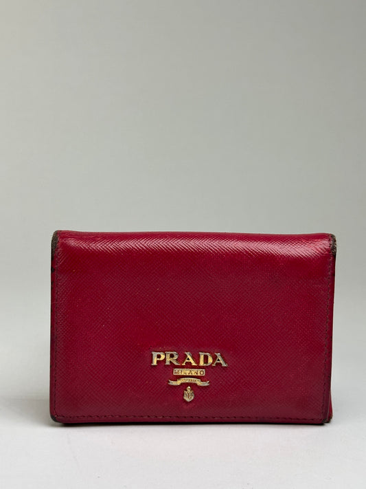 Vintage Prada Saffiano Leather Bifold Wallet Late 1990s Red