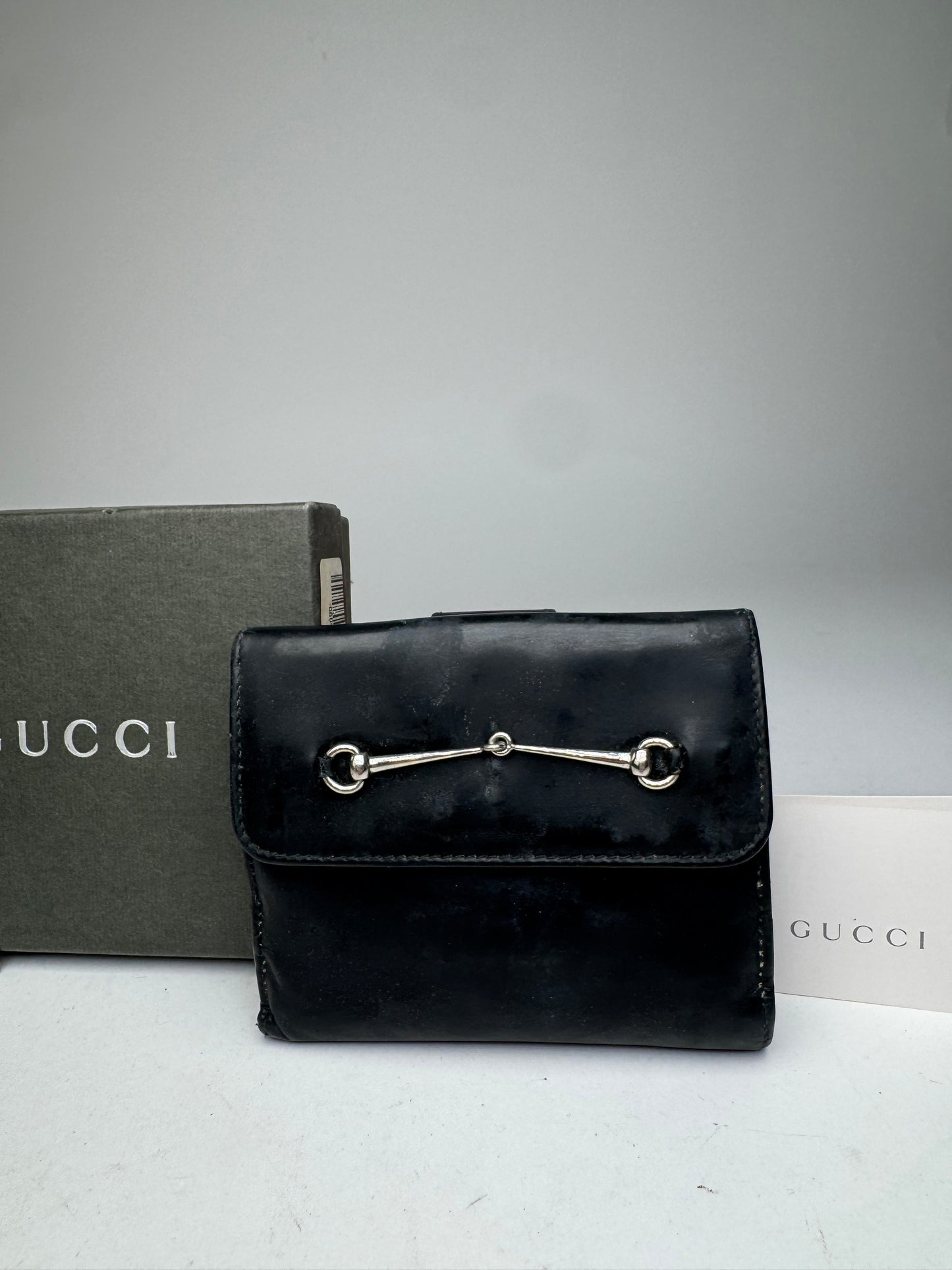 Vintage Gucci Patent Leather Horsebit Wallet Black
