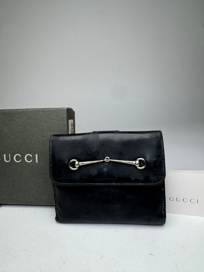 Vintage Gucci Patent Leather Horsebit Wallet Black