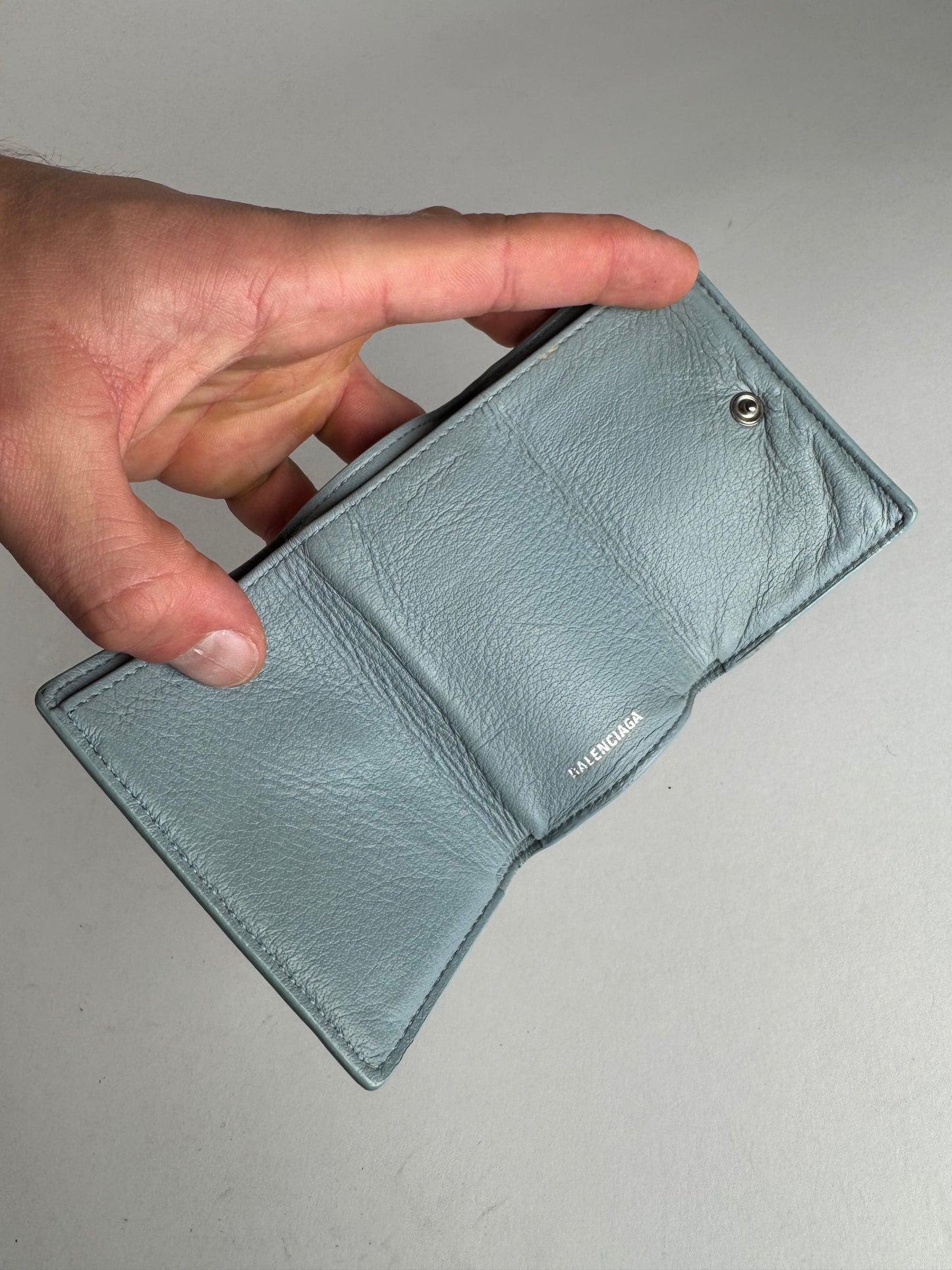 Vintage Balenciaga Leather Postal Card Holder Light Blue